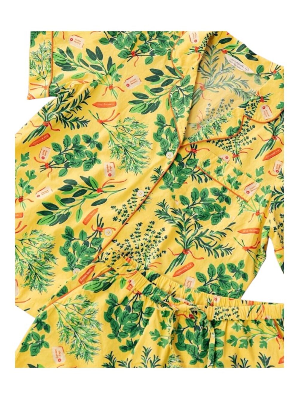 PRINTFRESH Herb Garden Organic Cotton Pajama Set Size XS Yellow